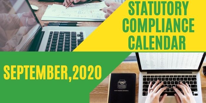 Statutory Compliance Calendar - September,2020